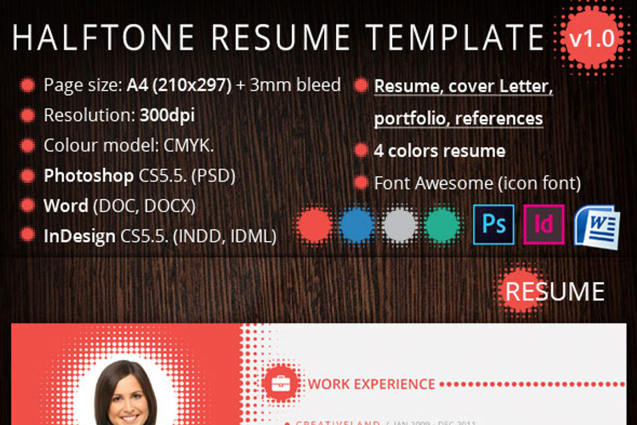 Halftone Resume Template in Resume Templates - product preview 8