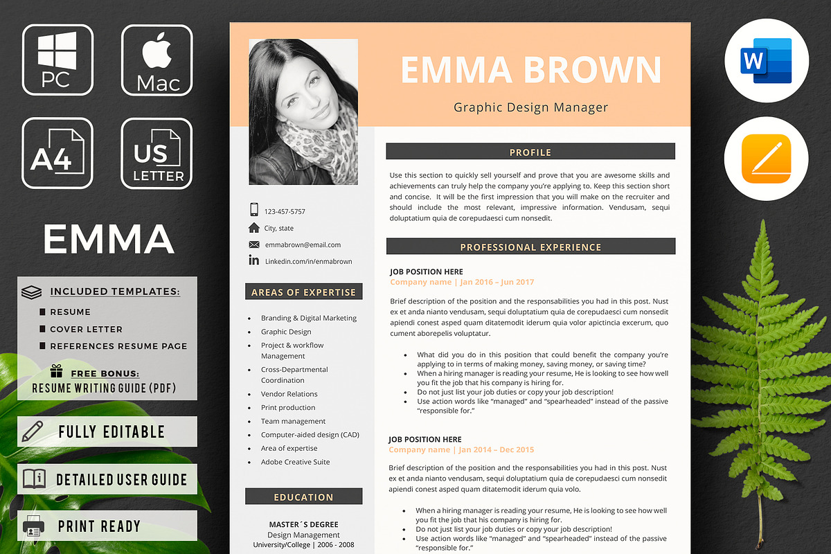 Modern CV, Curriculum, Resume Format in Resume Templates - product preview 8