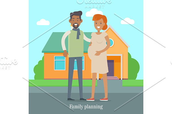 Family Planning Banner. Man and