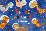 Space Animals Clipart and Patterns