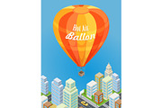 Hot Air Balloon Flying Over Urban