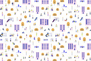 People outdoors seamless pattern