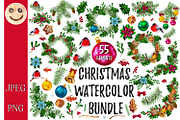 Christmas watercolor bundle