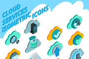 Cloud services isometric icons set