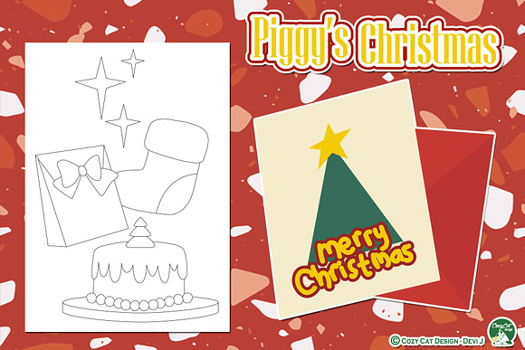 Piggy Christmas Coloring Pages in Illustrations - product preview 3