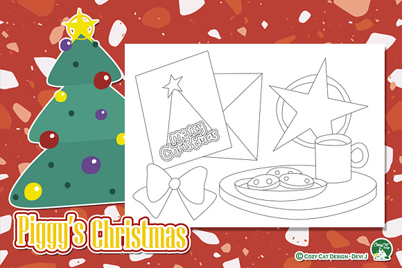 Piggy Christmas Coloring Pages in Illustrations - product preview 4