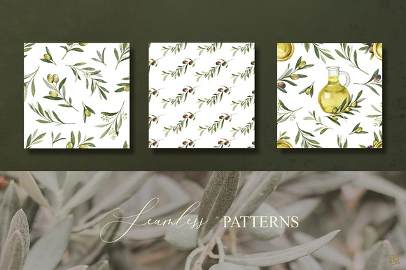Olive watercolor collection in Illustrations - product preview 11