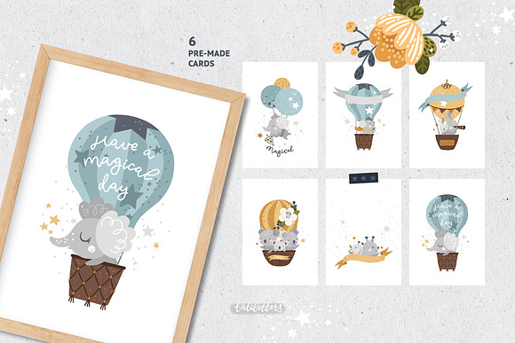 Hot Air Balloon Clipart & Patterns in Illustrations - product preview 7