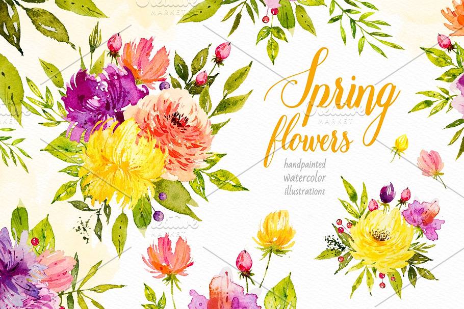 Spring flowers. Watercolor. in Illustrations - product preview 8