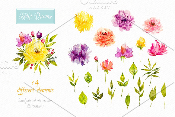Spring flowers. Watercolor. in Illustrations - product preview 1