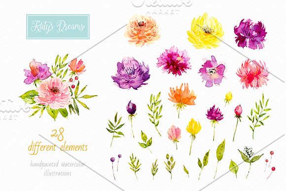 Spring flowers. Watercolor. in Illustrations - product preview 2