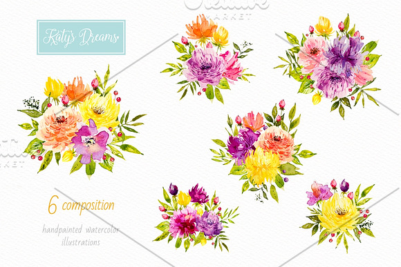 Spring flowers. Watercolor. in Illustrations - product preview 3