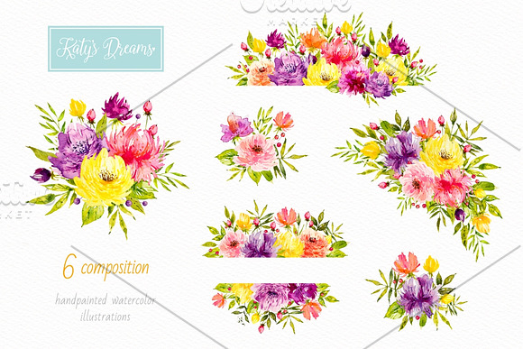 Spring flowers. Watercolor. in Illustrations - product preview 4