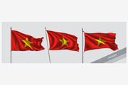 Set of Vietnam waving flag vector