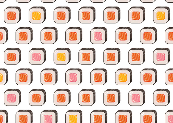 Sushi seamless pattern. Vector rolls in Patterns - product preview 2