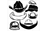 Gangster black hats isolated on the