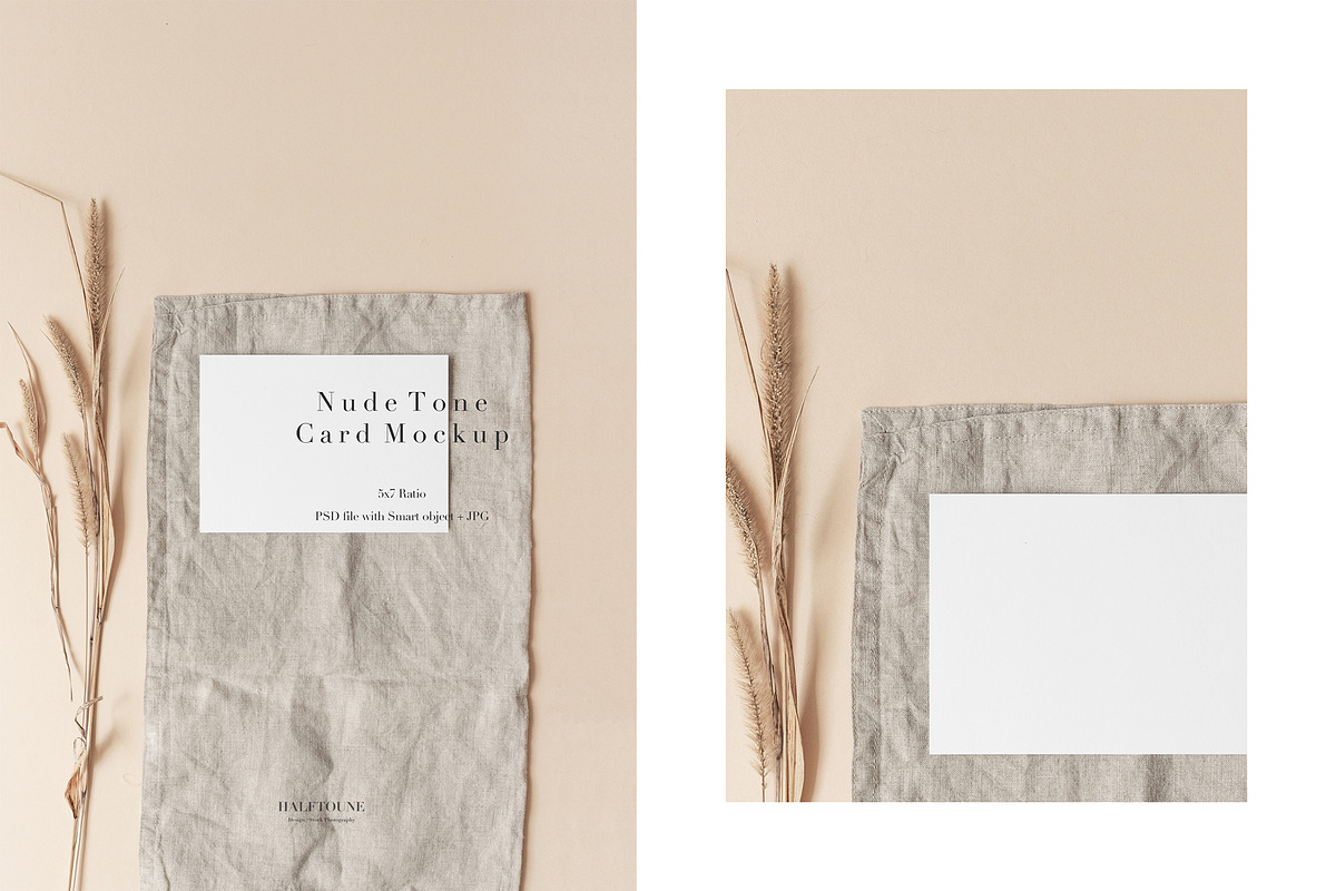 5x7 Card & Dried Grass Mockup in Print Mockups - product preview 8