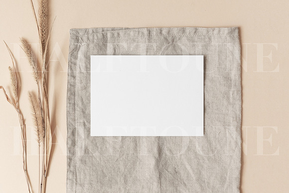 5x7 Card & Dried Grass Mockup in Print Mockups - product preview 3
