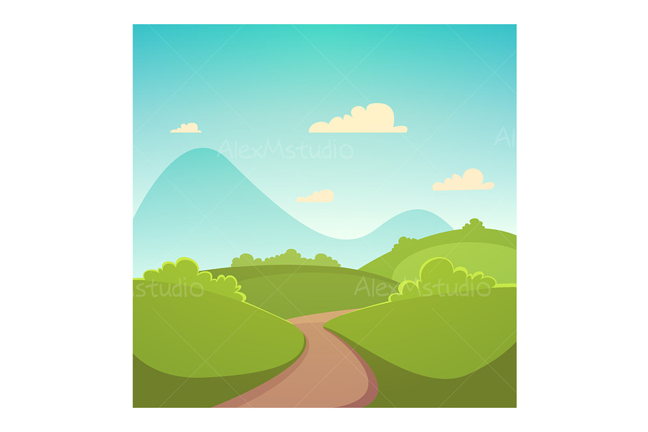 Summer Cartoon Landscape in Illustrations - product preview 8
