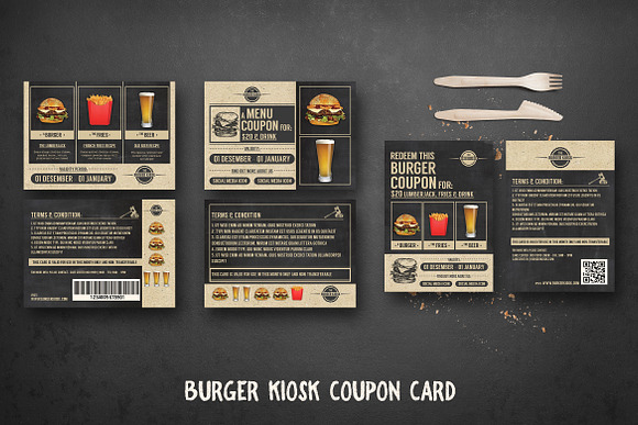 Burger Kiosk Coupon Card in Flyer Templates - product preview 1