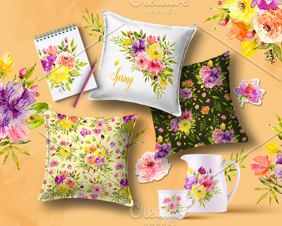 Spring flowers. Watercolor. in Illustrations - product preview 7
