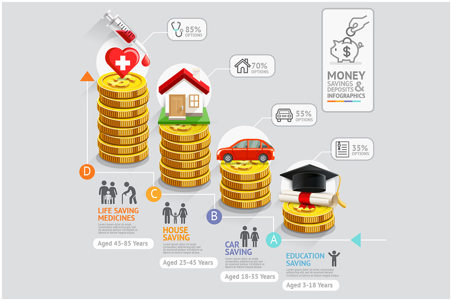 Money Saving Plan Infographics in Presentation Templates - product preview 8