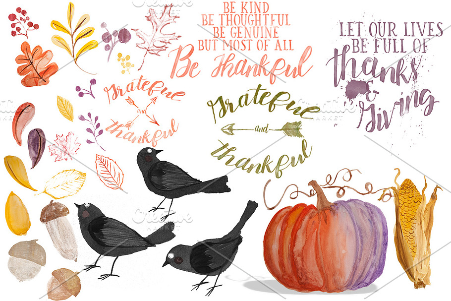 26 Watercolor Thanksgiving Graphics