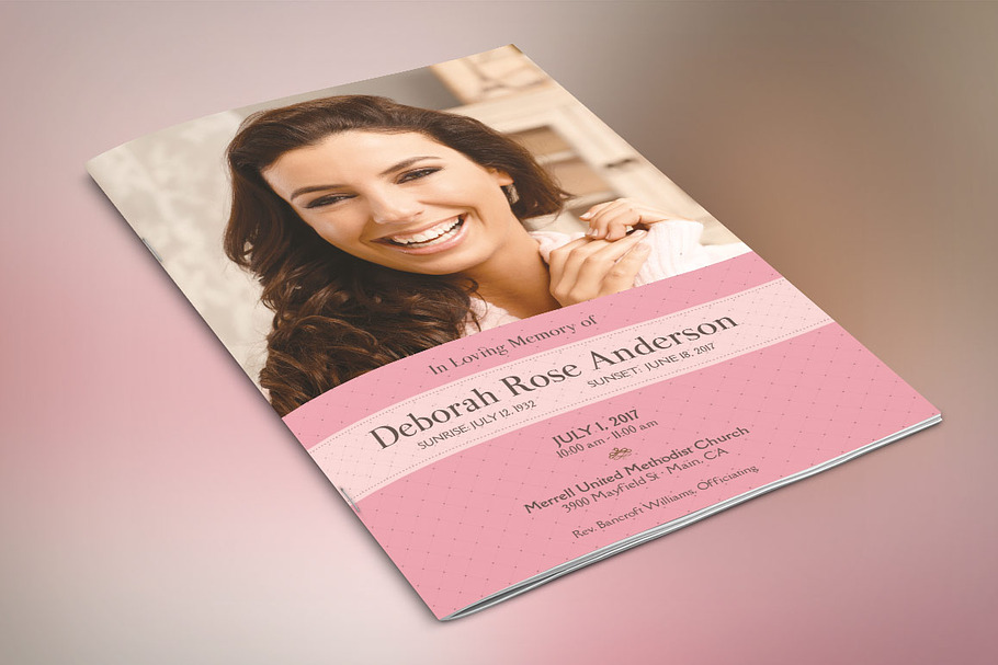 Glamour Funeral Program Template PSD in Brochure Templates - product preview 8