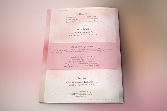 Glamour Funeral Program Template PSD in Brochure Templates - product preview 3