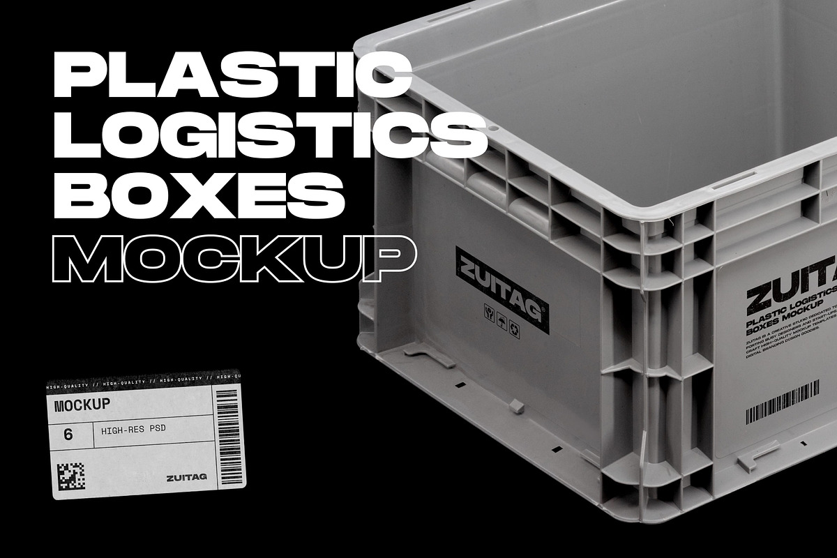 Plastic Logistics Boxes Mockup in Branding Mockups - product preview 8