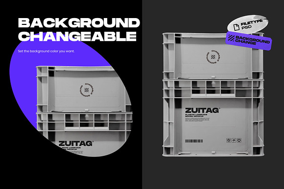 Plastic Logistics Boxes Mockup in Branding Mockups - product preview 3