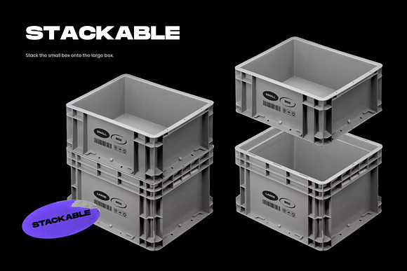 Plastic Logistics Boxes Mockup in Branding Mockups - product preview 4