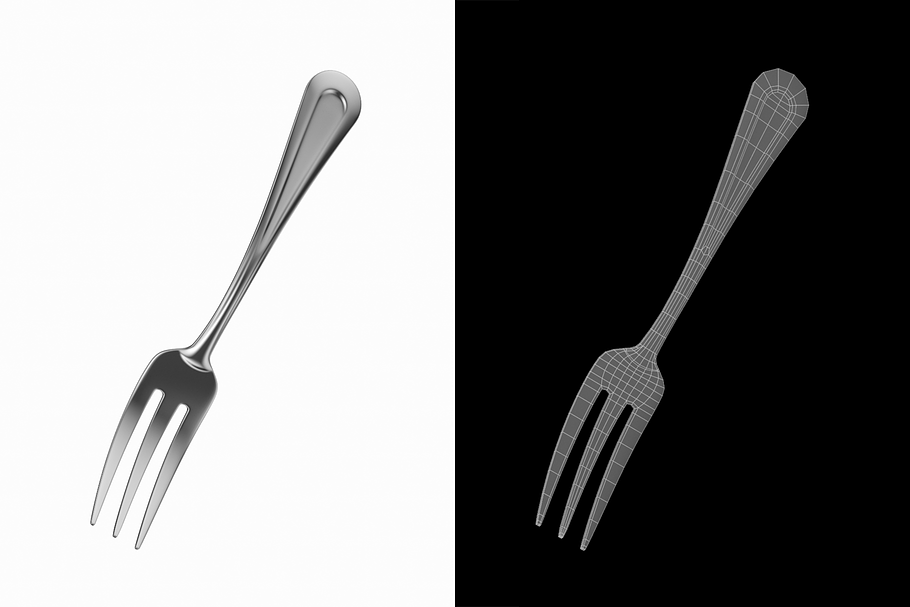 Classic Dessert Cake Fork of 3 Tines in Appliances - product preview 2