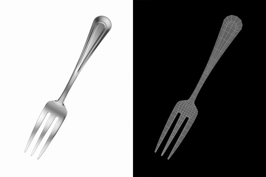 Classic Dessert Cake Fork of 3 Tines in Appliances - product preview 4