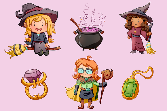 Playful Witches Clip Art Collection in Illustrations - product preview 1