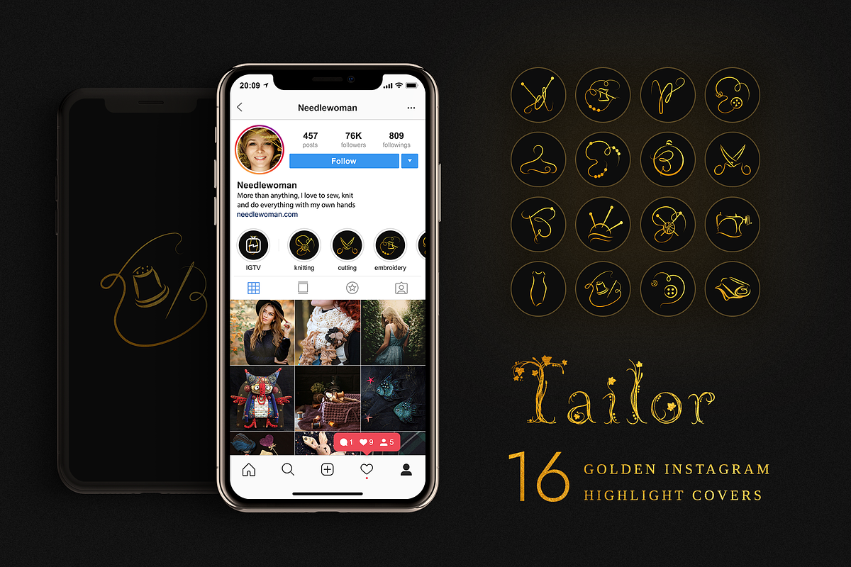 Golden Instagram Highlight Covers in Instagram Templates - product preview 8