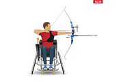 Disabled archer athlete aiming with