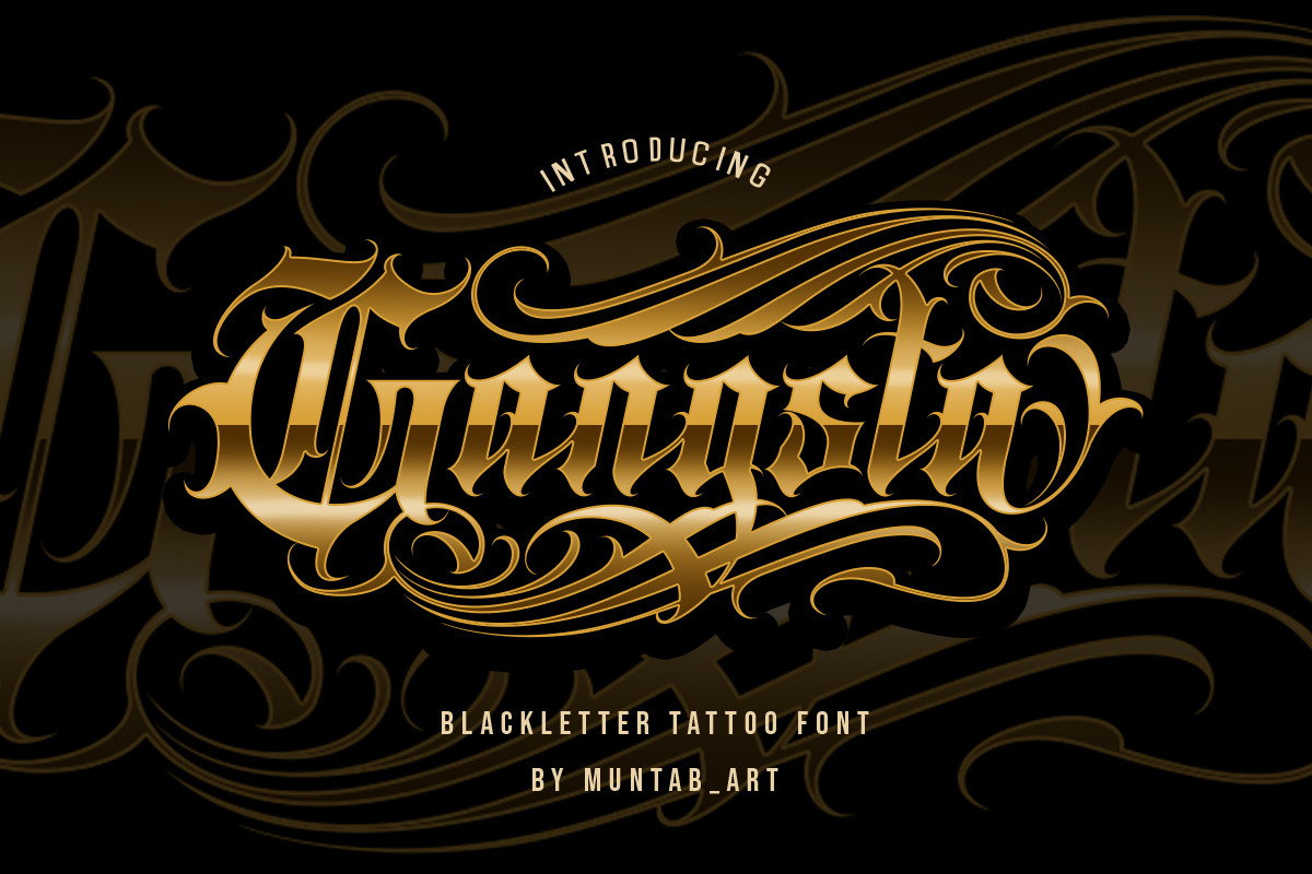 Gangsta Typeface | Tattoo Fonts in Blackletter Fonts - product preview 8