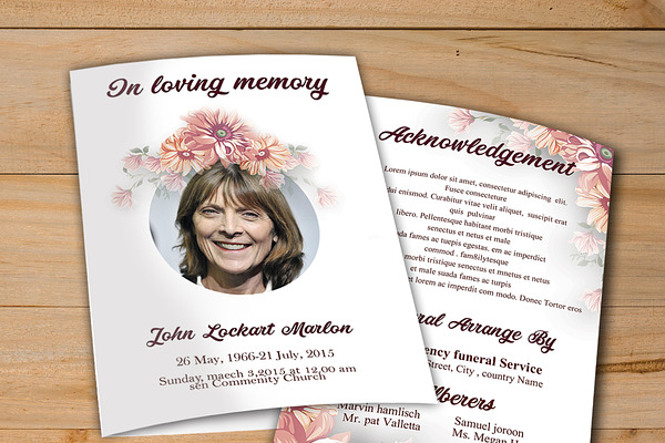 Pink Floral Funeral Template