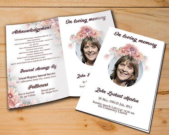 Pink Floral Funeral Template in Invitation Templates - product preview 1