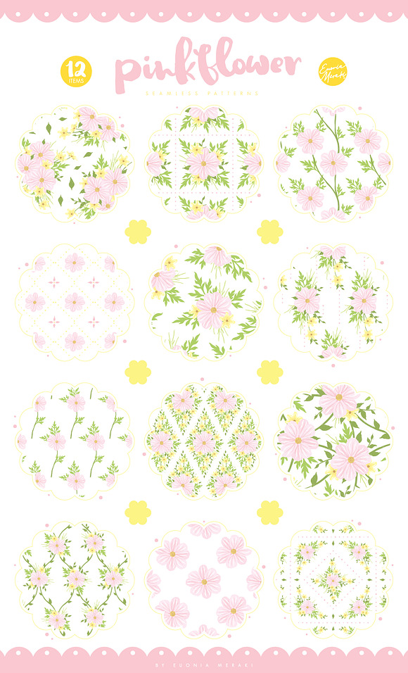 Pink Flower Seamless Patterns in Patterns - product preview 1