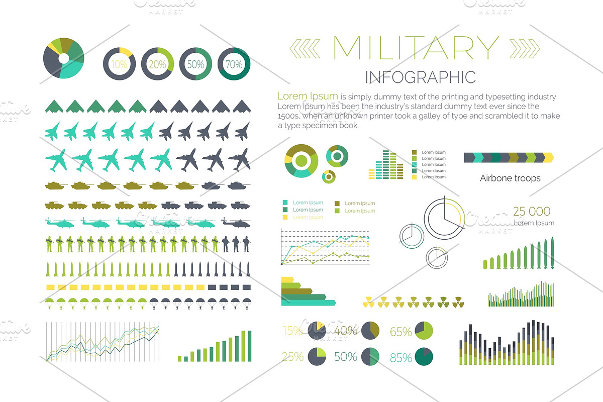 Military Infographic Vector Elements in Illustrations - product preview 8
