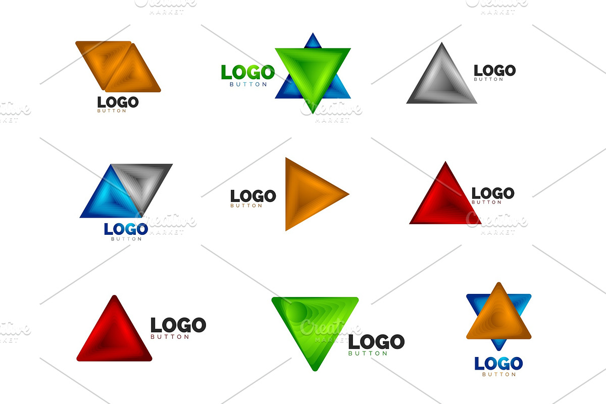 Set of triangle icon geometric logo in Illustrations - product preview 8