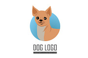 Dog Vector Logo in Flat Style Design