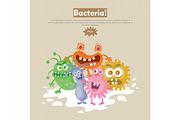 Bacteria Flat Cartoon Vector Web