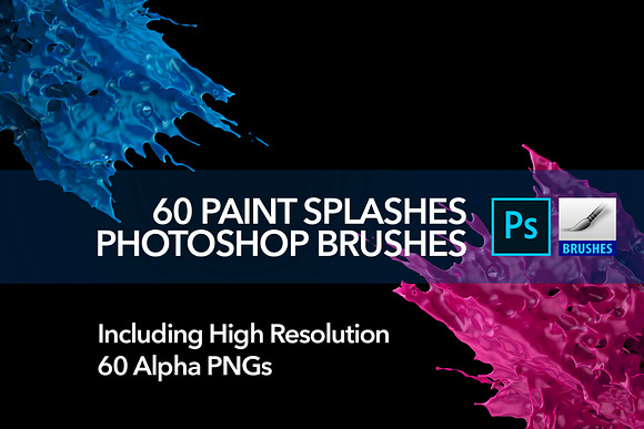 60 Paint Splash Brushes for PS in Add-Ons - product preview 1