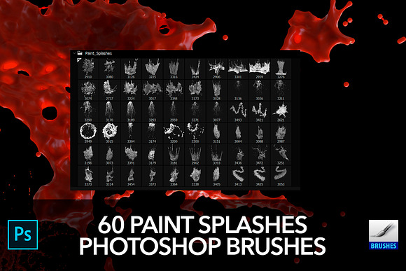 60 Paint Splash Brushes for PS in Add-Ons - product preview 2