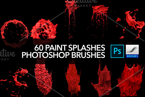60 Paint Splash Brushes for PS in Add-Ons - product preview 4