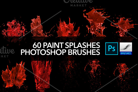 60 Paint Splash Brushes for PS in Add-Ons - product preview 6
