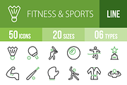 50 Fitness&Sports Green&Black Icons